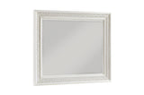 side view of Theodora Pearl White Upholstered Tufted Panel Bedroom Set bed