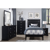 Seabright black traditional wood twin bed close-up