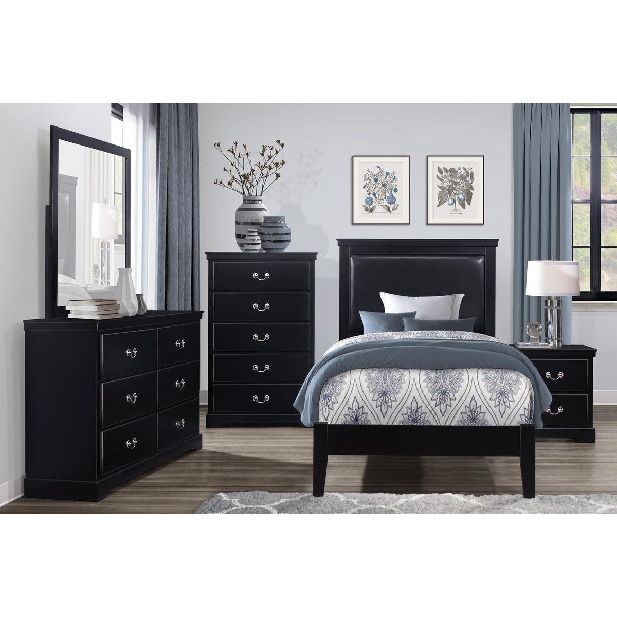 Seabright black finish twin youth bed headboard close-up