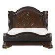 Royal Highlands Cherry Finish Faux Leather King Panel Bed front angle
