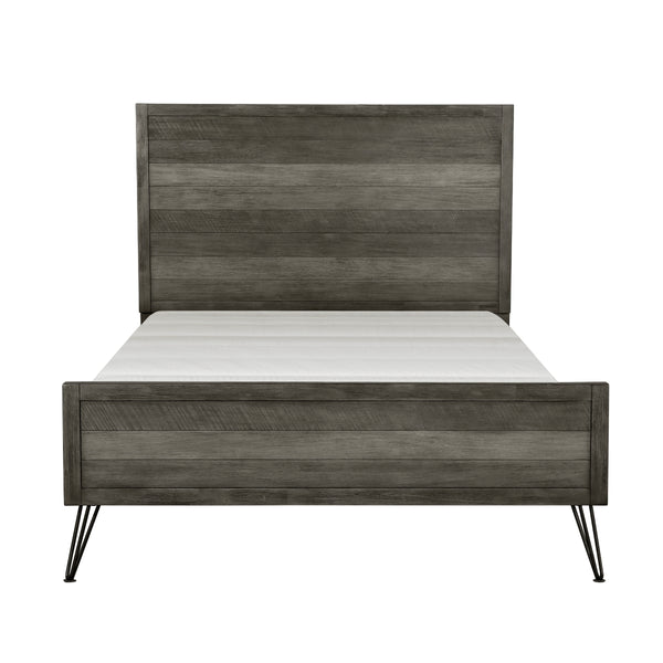 Urbanite Queen Bed front view showing 3-tone gray panel headboard