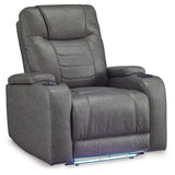 Side view of Schooner Rocks Slate Faux Leather Power Recliner