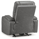 Back view of Schooner Rocks Slate Faux Leather Power Recliner