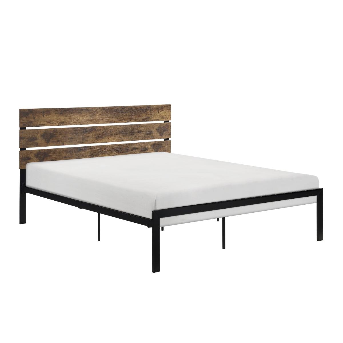 Marshall Black Metal Frame Queen Platform Bed side view