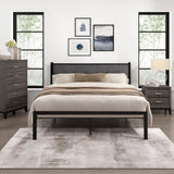 Samuel Gray gray tufted upholstered queen platform bed full front