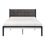 Samuel Gray gray tufted upholstered queen platform bed front view