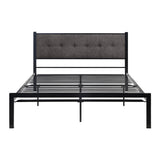 Samuel Gray gray tufted upholstered queen platform bed angled front view