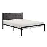 Samuel Gray gray tufted upholstered queen platform bed side view