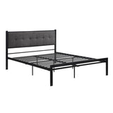 Samuel Gray gray tufted upholstered queen platform bed close side detail