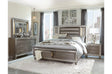 Main view of Tamsin Silver Gray Faux Leather LED Storage Platform Bedroom Set bed
