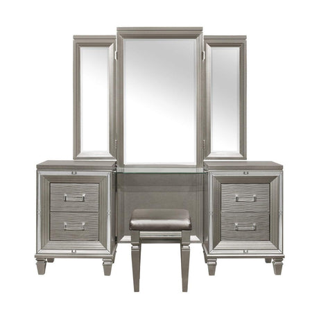 Tamsin vanity dresser angled view showing drawers and mirror