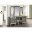 Beveled tri-panel mirror attached to Tamsin vanity dresser
