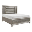Side angle of Tamsin Silver-gray faux leather upholstered king platform bed