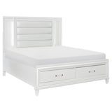 Tamsin White Faux Leather Upholstered Queen Platform Bed - Angled Side View