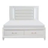 Tamsin White Faux Leather Upholstered Queen Platform Bed - Front View