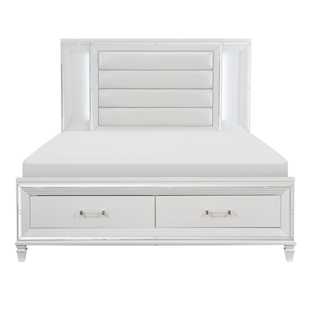 Tamsin White Faux Leather Upholstered Queen Platform Bed - Front View