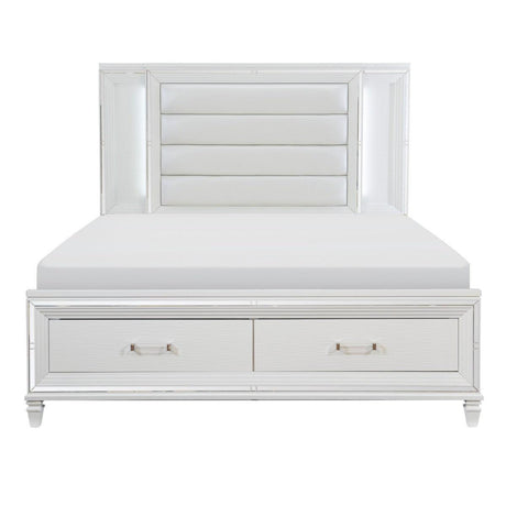 Tamsin White Faux Leather Upholstered Queen Platform Bed - Front View