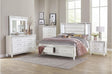 main view of Tamsin White faux leather LED storage platform bed