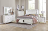 main view of Tamsin White faux leather LED storage platform bed