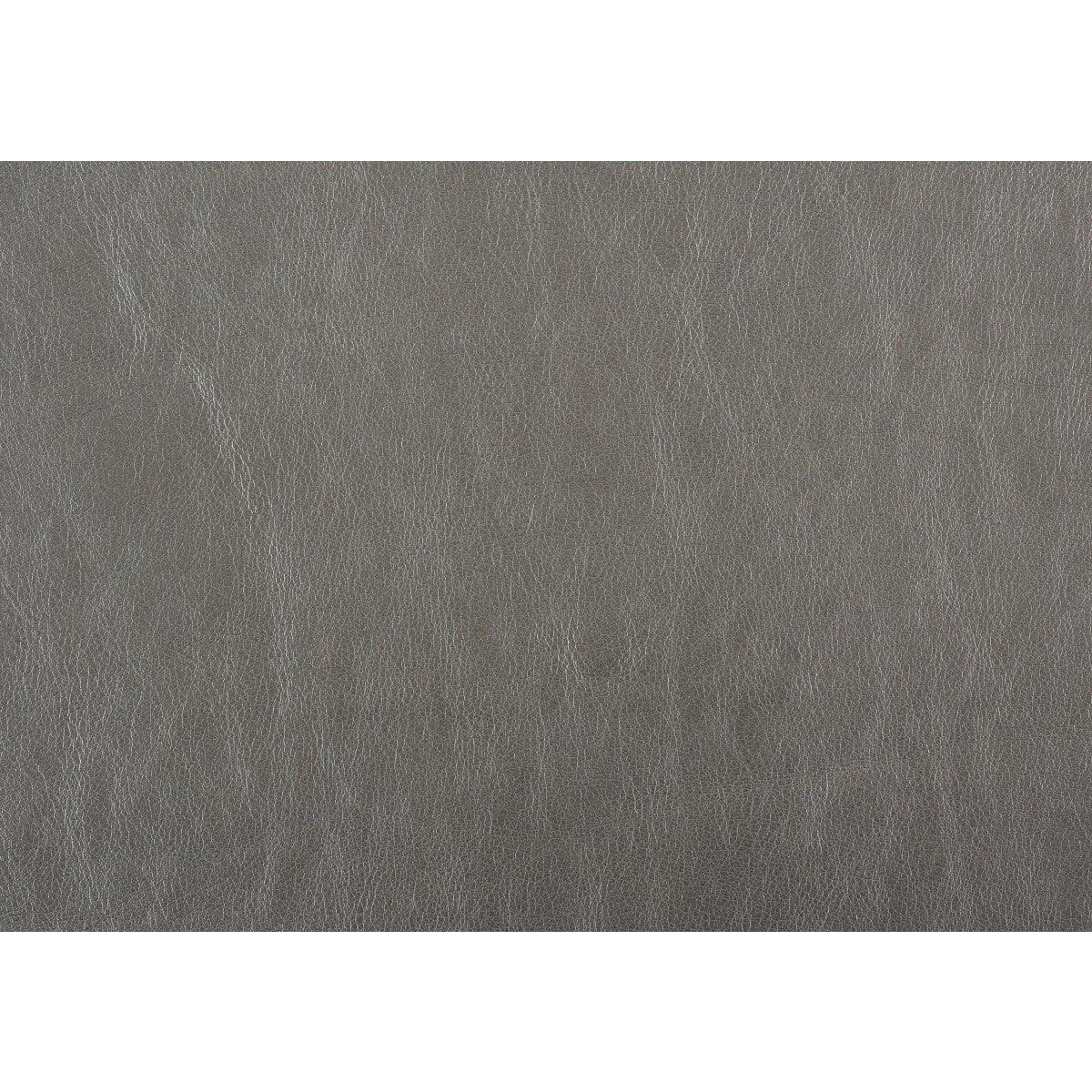 Fabric swatch of silver-gray faux leather upholstery on Tamsin bed