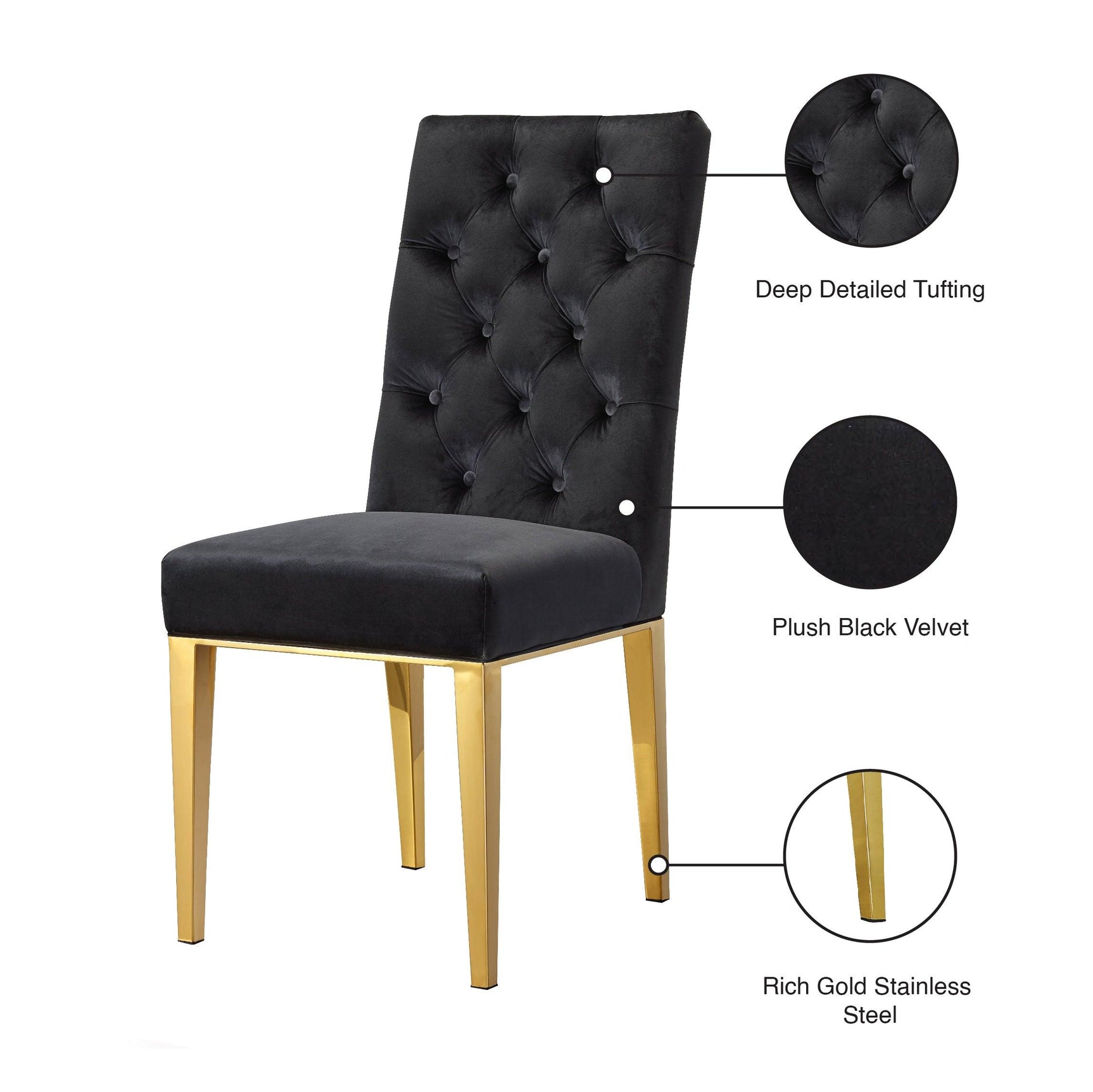 Capri Black Velvet Dining Chair - Ella Furniture