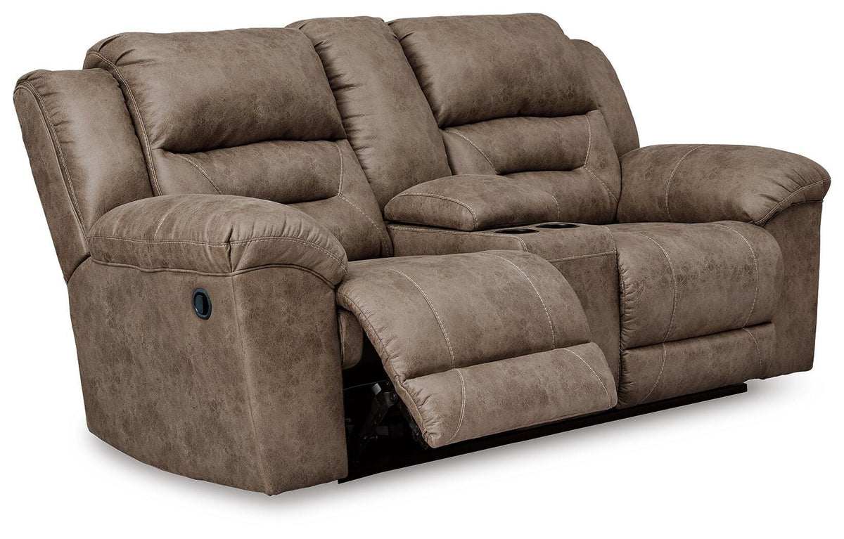 Stoneland Fossil Reclining Sofa and Loveseat Set — angled view