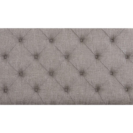 Detail of antique white oak veneer molding on Baylesford queen bed