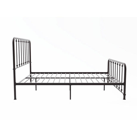 Close-up of metal frame details on Larkspur youth queen bed