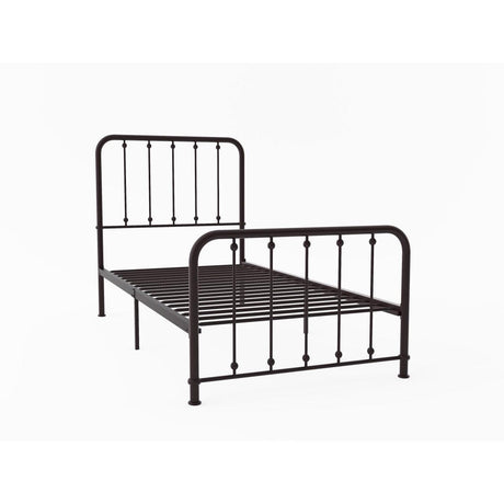 Larkspur Dark Bronze Metal Twin Platform Bed angled side view