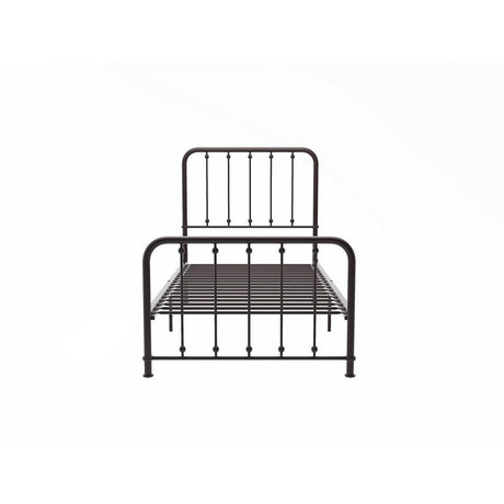 Larkspur Dark Bronze Metal Twin Platform Bed 3D side angle