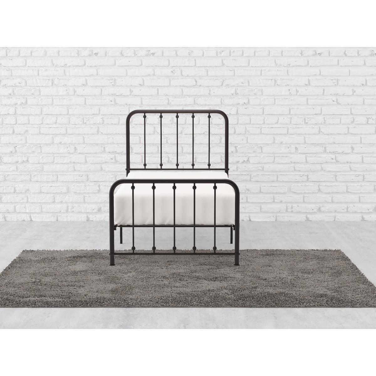 Slatted metal base of platform bed