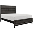 Side view of Davi Gray Youth Queen Panel Bed with faux wood grain