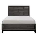 Davi Gray King Panel Bed front view with gray faux wood veneer finish