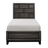 Davi Gray Youth Twin Panel Bed front view in gray faux wood veneer