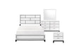 Davi White Panel Bedroom Set with bed, dresser, mirror, nightstand, and chest in white