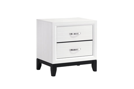 bedroom view of Davi White Panel Bedroom Set bed