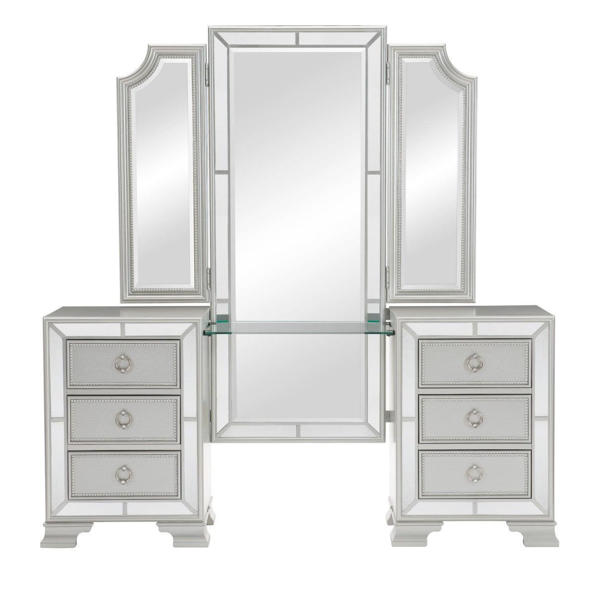 Avondole Silver Vanity Dresser with Mirror front view