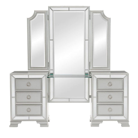 Avondole Silver Vanity Dresser with Mirror front view