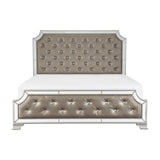 Avondale Gray Modern Wood Engineered Wood Glass Faux Leather Upholstered Tufted Queen Panel Bed - Ella Furniture