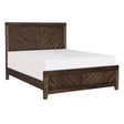 Parnell Distressed Espresso Queen Panel Bed angled side view