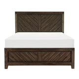 Parnell Distressed Espresso Queen Panel Bed front view with panel headboard