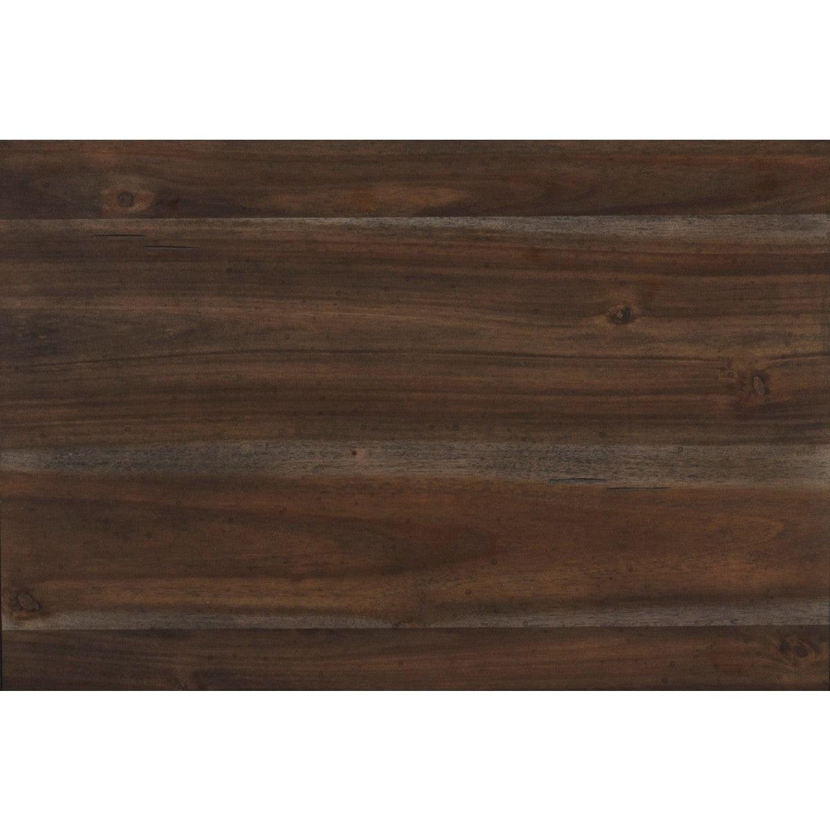 Close-up of plank detailing on Parnell Rustic Cherry King Panel Bed