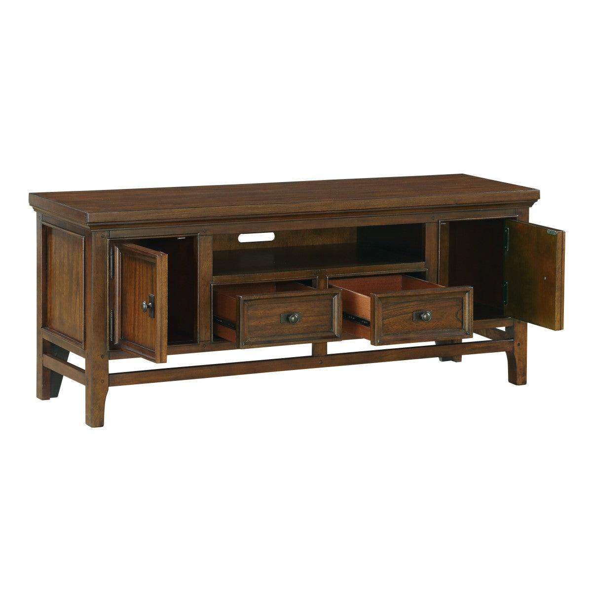 Frazier Park Brown Cherry Modern Traditional Solid Wood And Engineered Wood Tv Stand - Ella Furniture