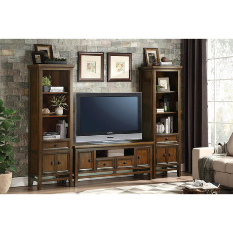 Detail of brown cherry finish and Mindy veneer paneling
