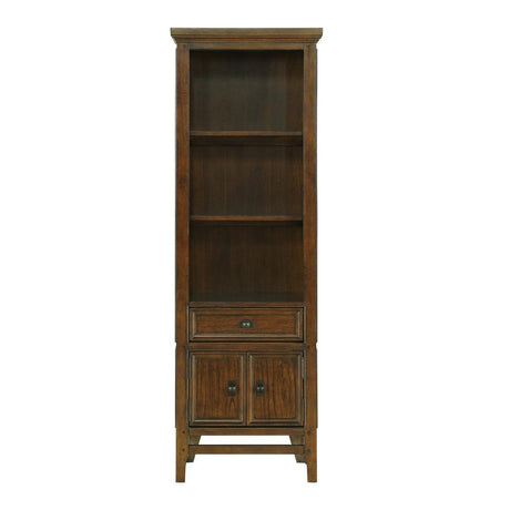 Frazier Park Brown Cherry Side Pier with 2 Upper Fixed Shelves front view