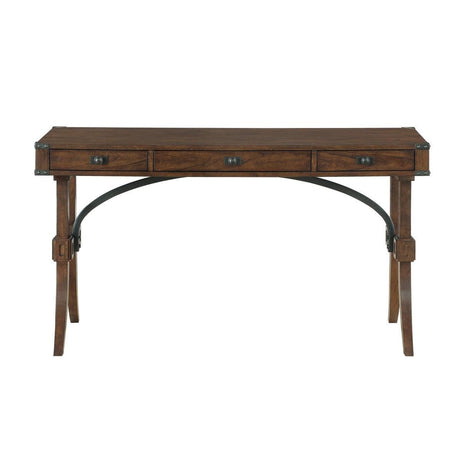 Frazier Park Writing Desk Brown Cherry Finish Front Angle