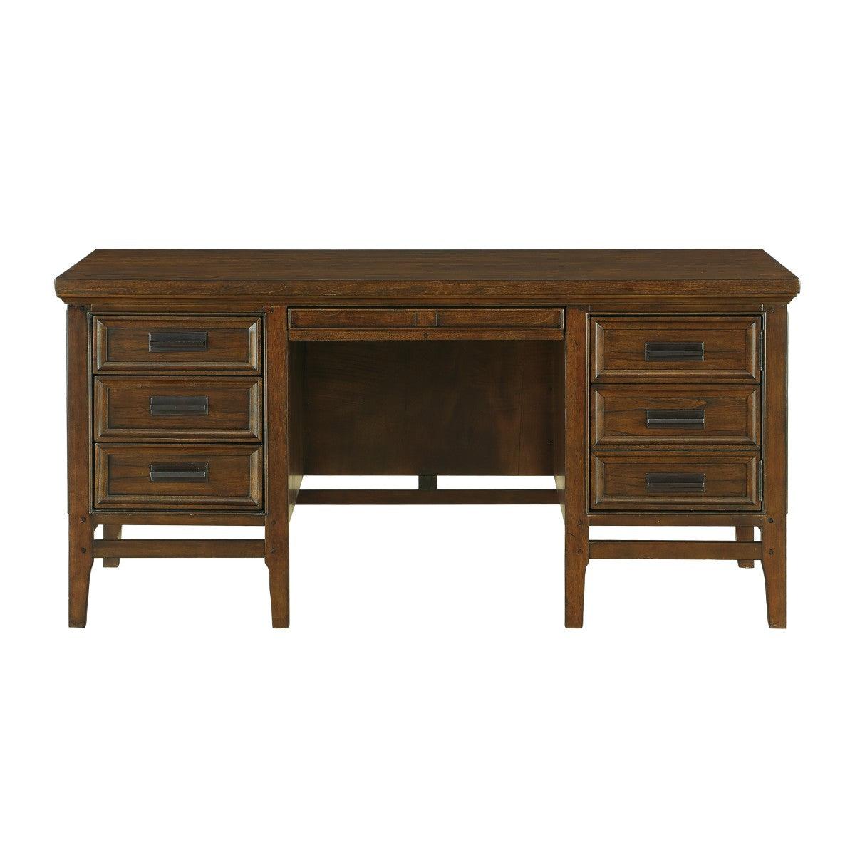 Frazier Park Brown Cherry Modern Mindy Veneer Wood And Engineered Wood Storage Executive Desk - Ella Furniture