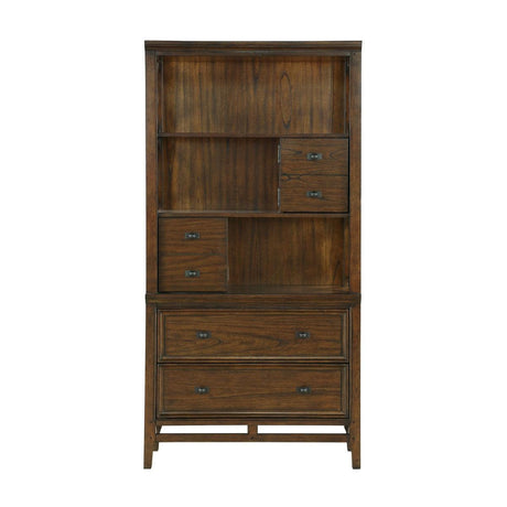 Frazier Park brown cherry finish traditional wood bookcase front view