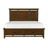 Frazier Park Brown Cherry Modern Contemporary Solid Wood Upholstered Storage Queen Platform Bed - Ella Furniture