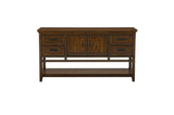 Frazier Park Brown Modern Subtle Lodge Solid Wood Faux Leather Seat Rectangular Dining Room Set - Ella Furniture